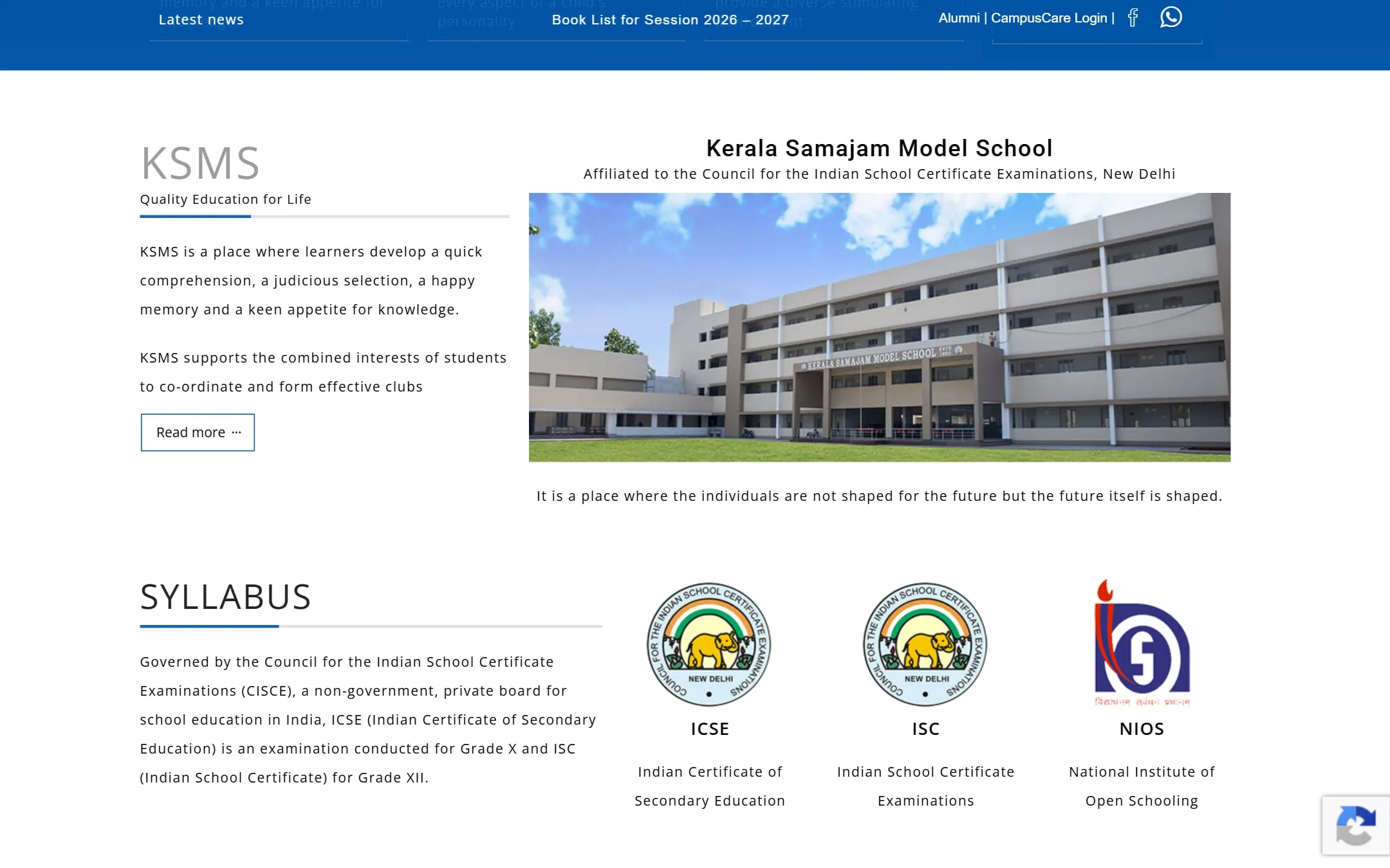 About and syllabus sections of ksms.ac.in