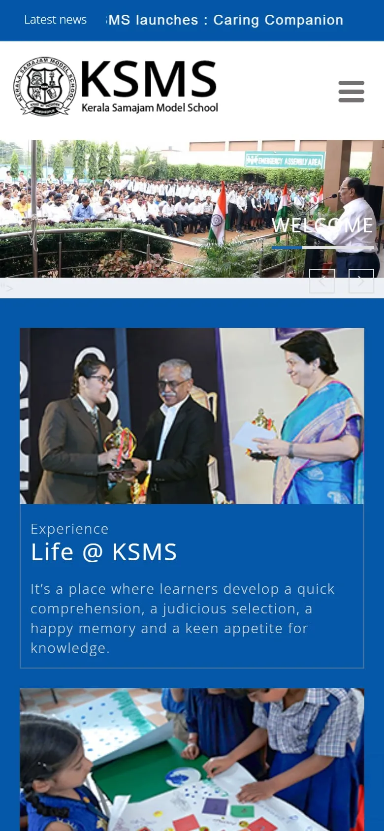 ksms.ac.in on a mobile screen