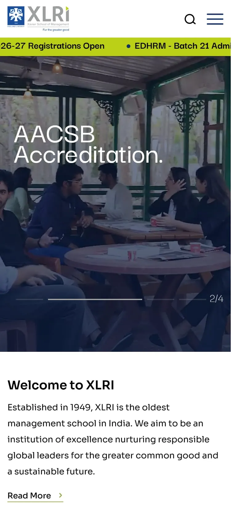 xlri.ac.in on a mobile screen